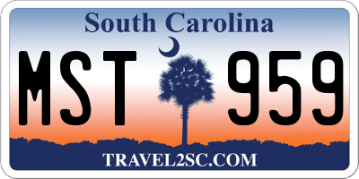 SC license plate MST959