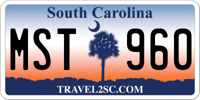 SC license plate MST960