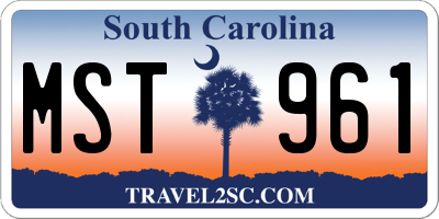 SC license plate MST961