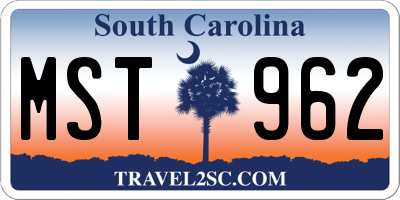 SC license plate MST962