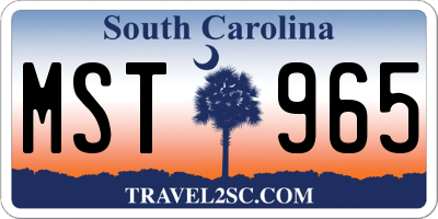 SC license plate MST965
