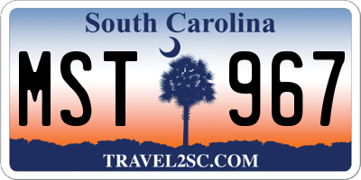 SC license plate MST967