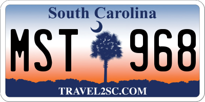 SC license plate MST968