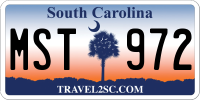 SC license plate MST972