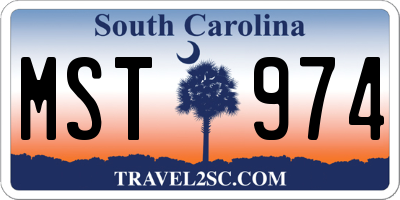 SC license plate MST974