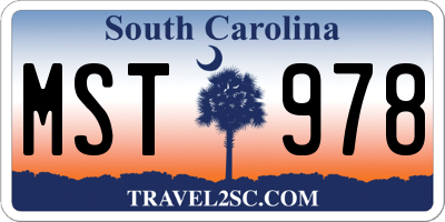 SC license plate MST978