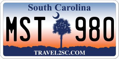 SC license plate MST980