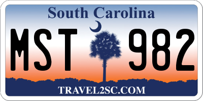 SC license plate MST982