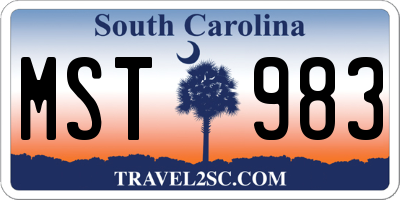 SC license plate MST983