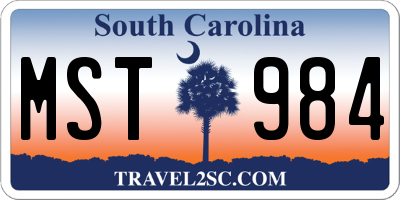 SC license plate MST984