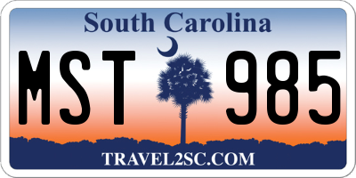 SC license plate MST985