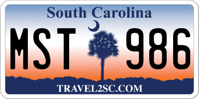 SC license plate MST986