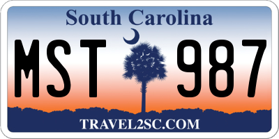 SC license plate MST987