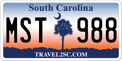 SC license plate MST988