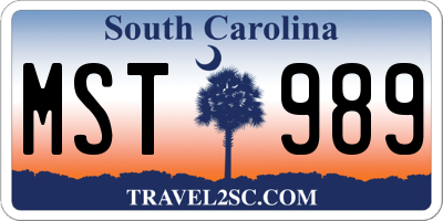 SC license plate MST989