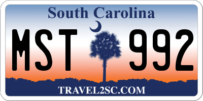 SC license plate MST992