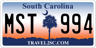 SC license plate MST994