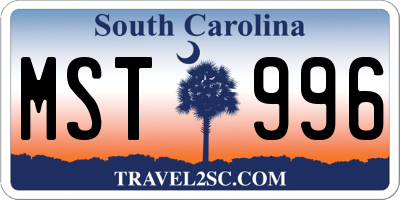 SC license plate MST996