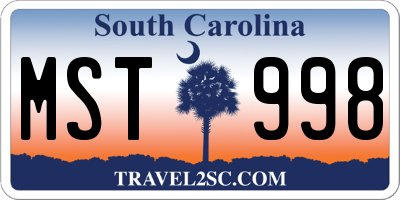 SC license plate MST998