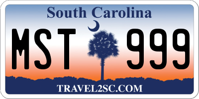 SC license plate MST999