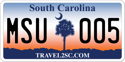 SC license plate MSU005