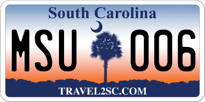 SC license plate MSU006