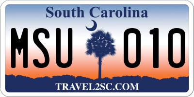 SC license plate MSU010