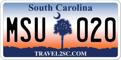 SC license plate MSU020