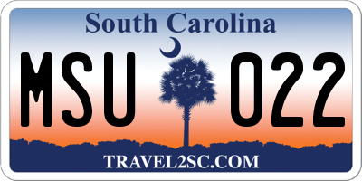 SC license plate MSU022