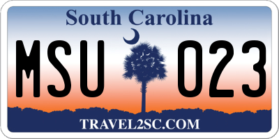 SC license plate MSU023
