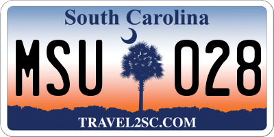 SC license plate MSU028