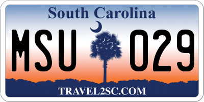 SC license plate MSU029