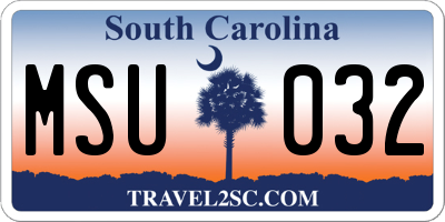 SC license plate MSU032