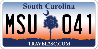SC license plate MSU041