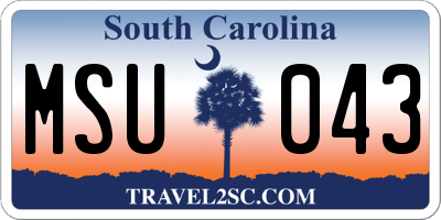 SC license plate MSU043