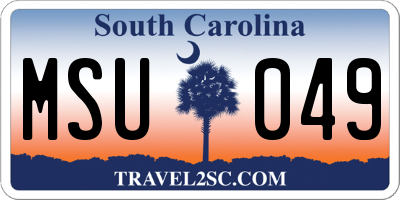 SC license plate MSU049