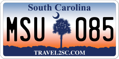 SC license plate MSU085