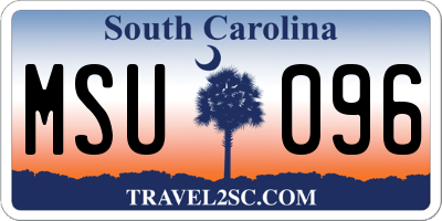 SC license plate MSU096