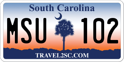 SC license plate MSU102
