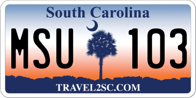 SC license plate MSU103