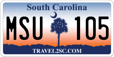 SC license plate MSU105