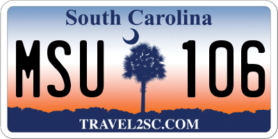 SC license plate MSU106