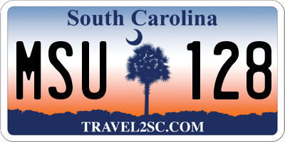 SC license plate MSU128