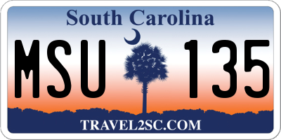 SC license plate MSU135