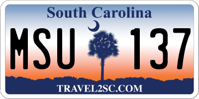 SC license plate MSU137