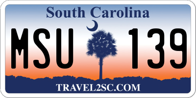 SC license plate MSU139