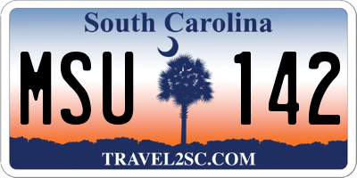 SC license plate MSU142