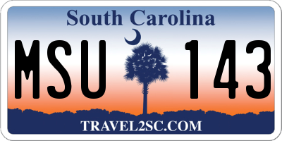 SC license plate MSU143