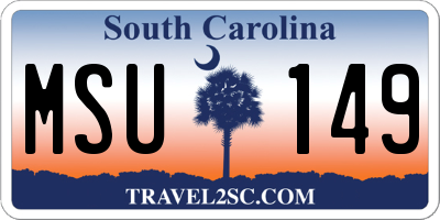 SC license plate MSU149