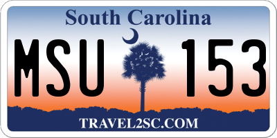 SC license plate MSU153